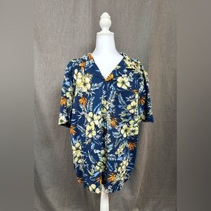 George Men's Hawaiian Blue Floral Print Button-Down Shirt, Size: XL & 3XL, NWT